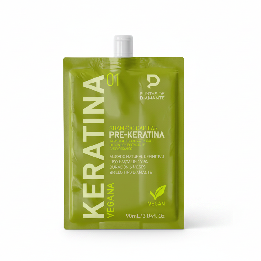 Shampoo Pre-Keratina Vegana Sachet Puntas De Diamante X 90 mL