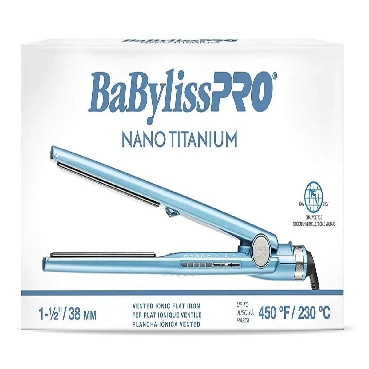 Plancha 9559 Análoga Nano Titanium Azul 1 1/2" Babyliss Pro