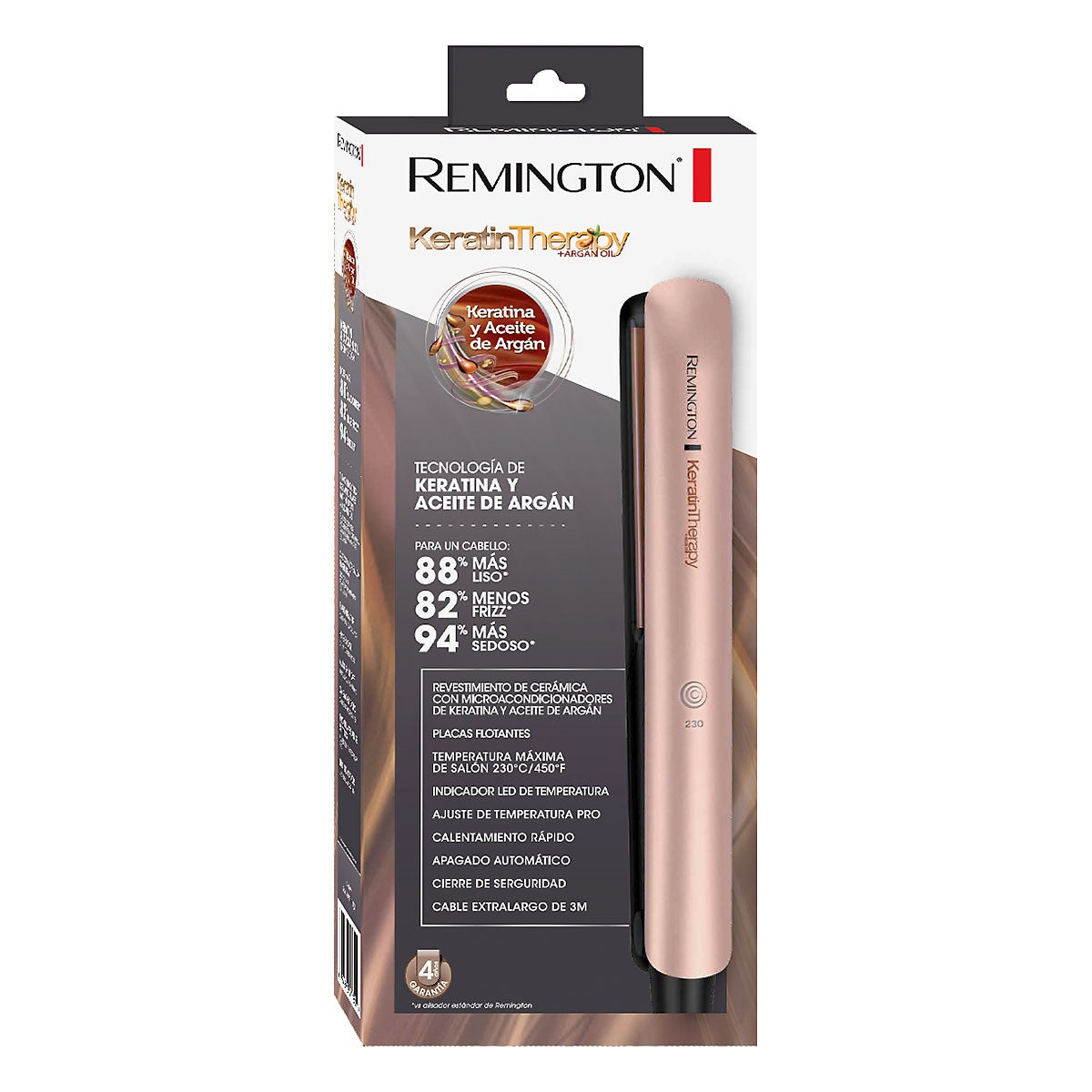 Plancha Alisadora Keratin  Y Aceite de Argán S8599 Remington